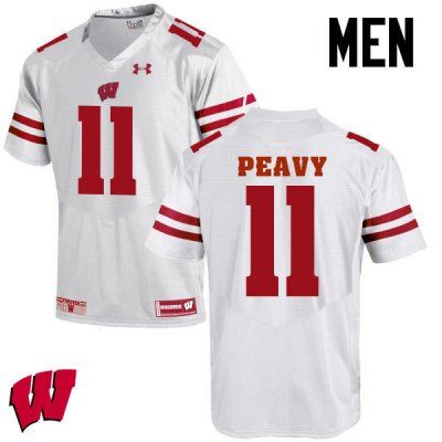 Men's Wisconsin Badgers NCAA #11 Jazz Peavy White Authentic Under Armour Stitched College Football Jersey DE31N18SM
